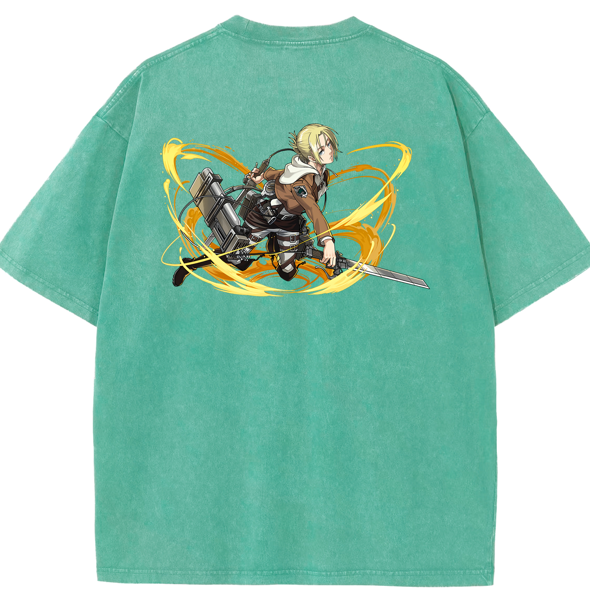 （画像用） 進撃の巨人 アニ・レオンハート Attack on Titan Annie Leonhart 綿100% ヴィンテージ風 半袖Tシャツ（背面プリント）